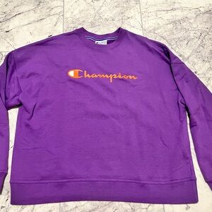 Champion Purple Sweatshirt with Orange Logo